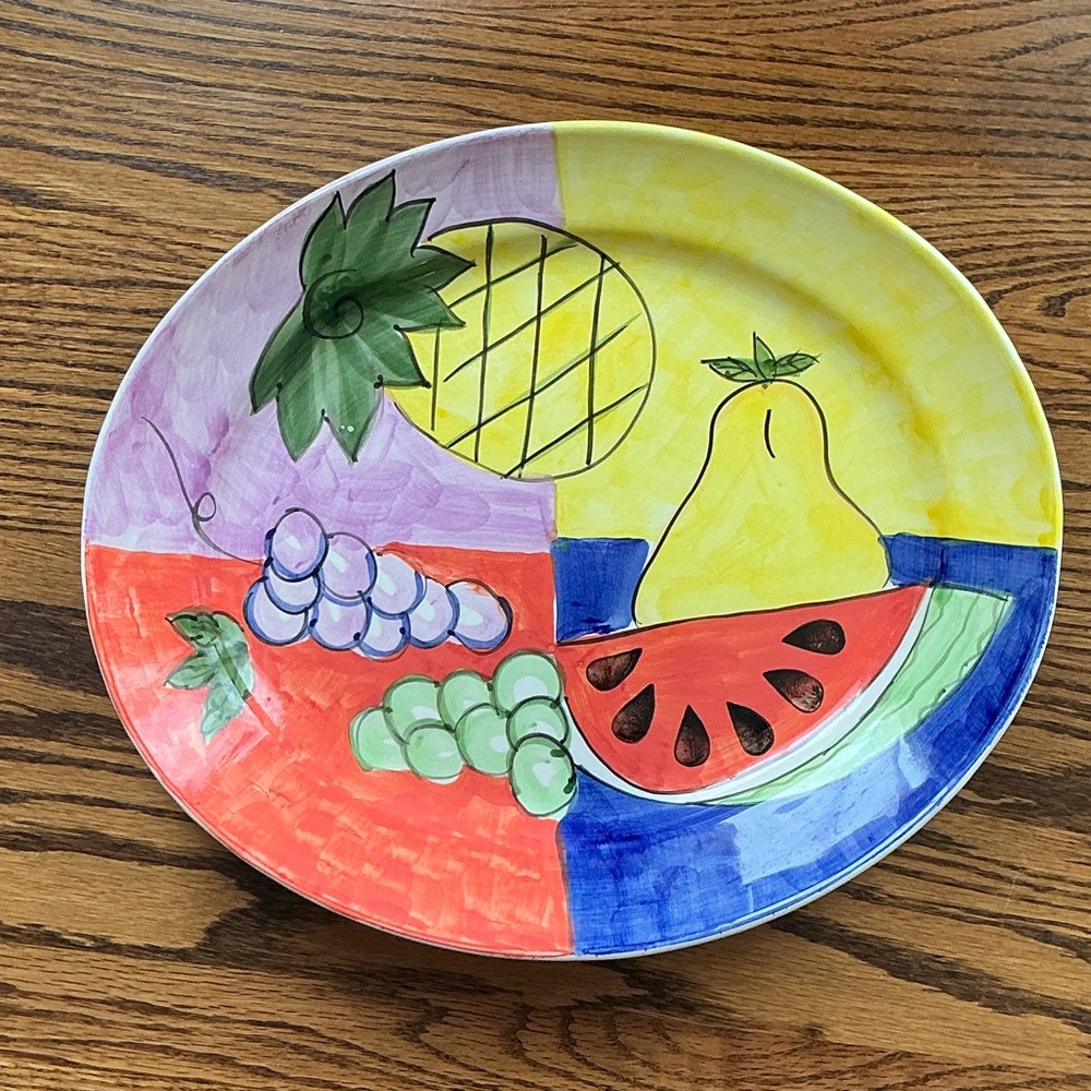 Colorful Fruit Design Ceramic Platter by Emerald.